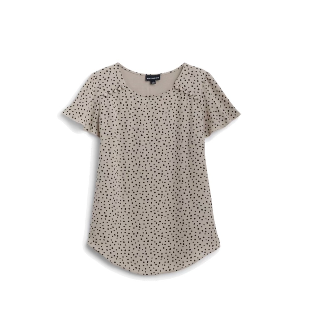 Fortune + Ivy Dondria Mixed Material Flutter Sleeve Blouse